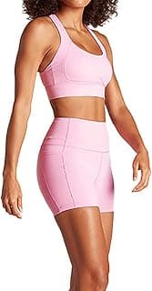Women Seamless Yoga Outfits 2 Piece Workout Set Sleeveless Racerback Crop Top Sprots Bra High Waist Shorts Legging Stretch Tummy Control Fitness Athletic Running Gym Clothes Activewear Tracksuit Pink S