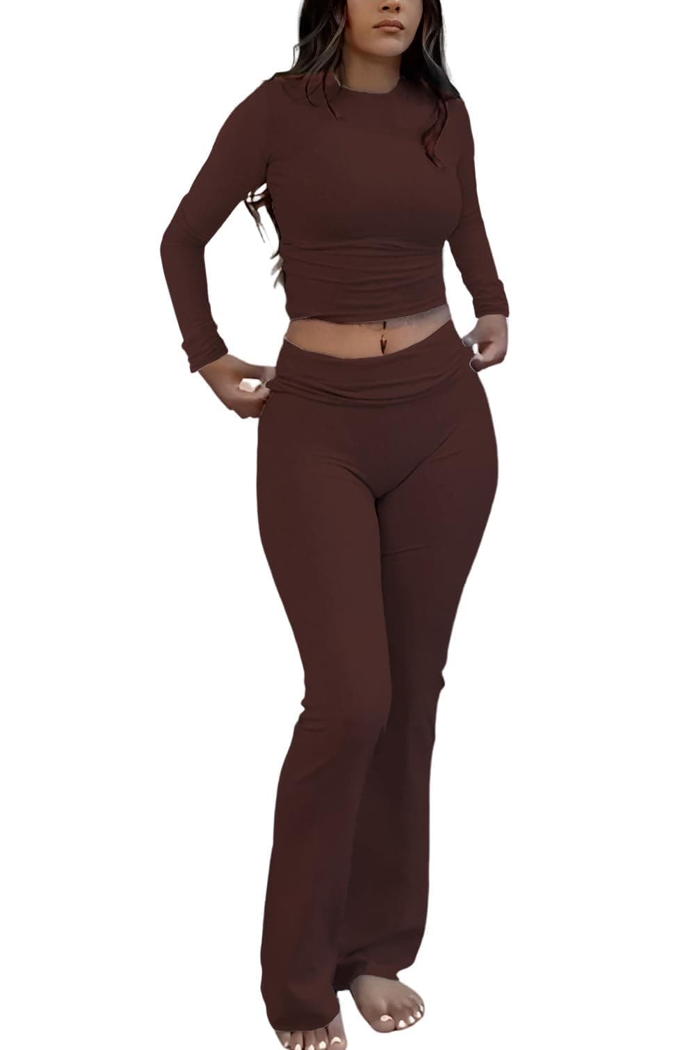 ZFLM Casual Workout Two-Piece Streetwear Sets Flared Leggings