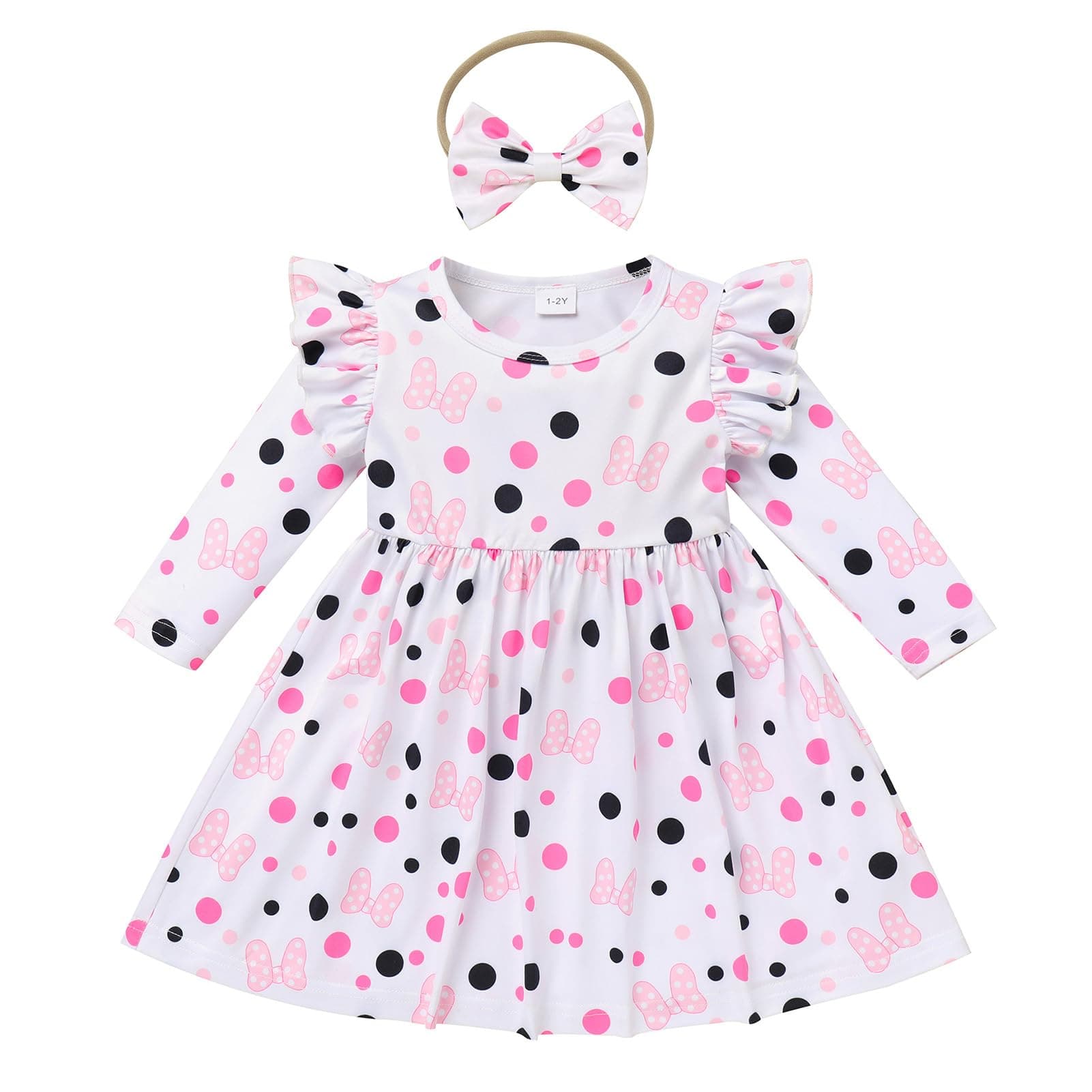 Toddler Baby Girls Strawberry Cow Birthday Dress with Headband