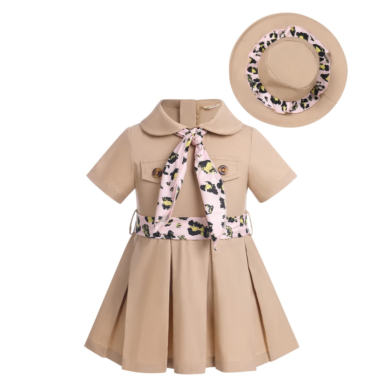 Toddler Baby Girl Birthday Outfit with Leopard Print Tie