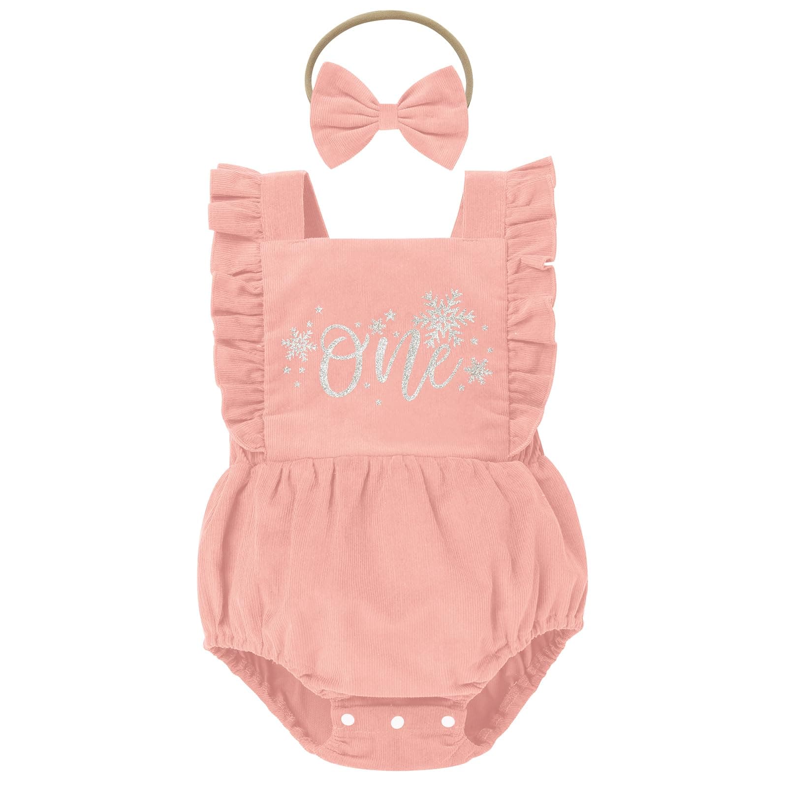 IBTOM CASTLE Baby First Birthday Sleeveless Corduroy Romper Cake Smash Outfit