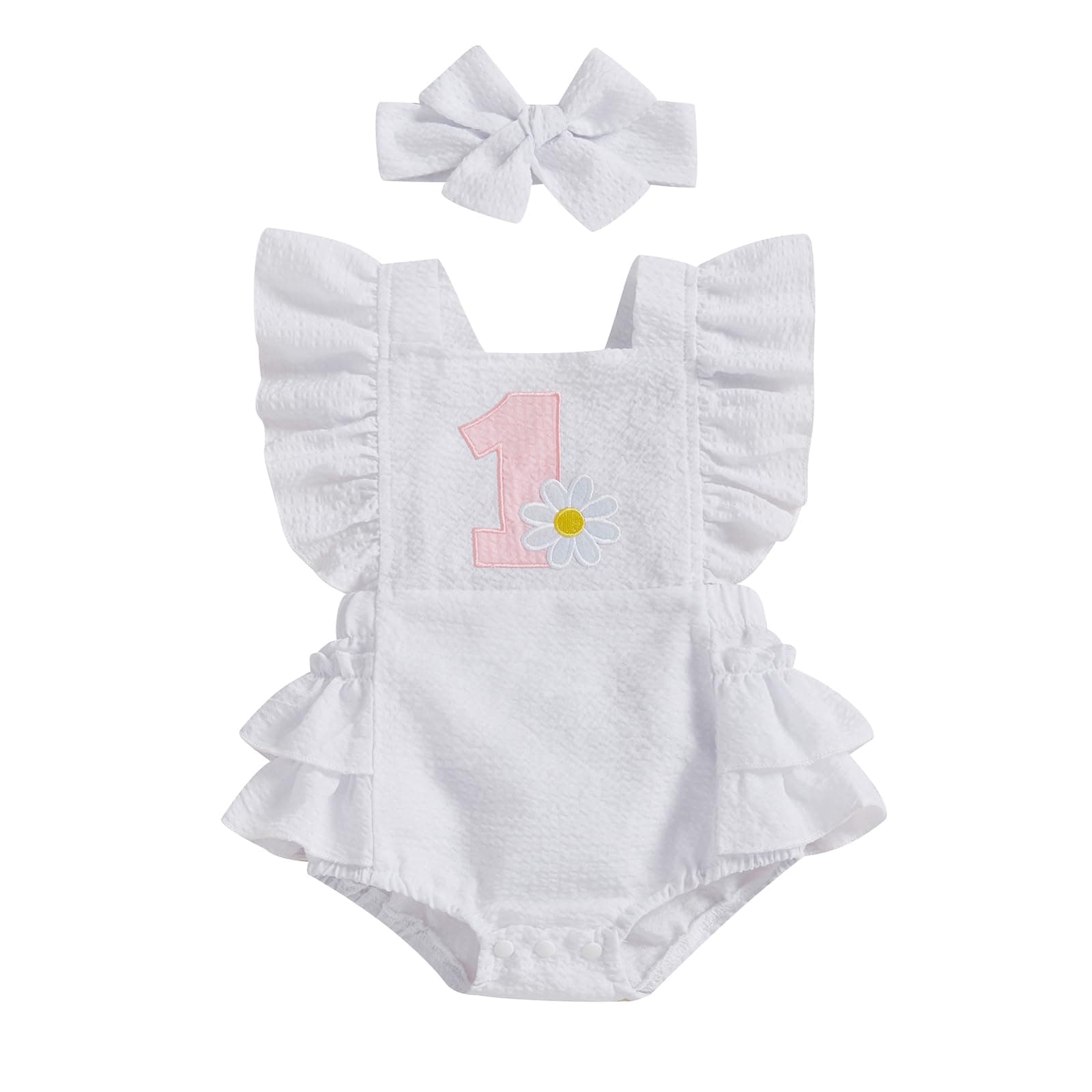 Amiblvowa Baby Girl Daisy Flower Romper for 1st Birthday Smash