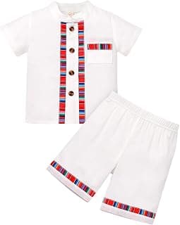 Toddler Kids Boys Mexican Outfit Traditional Traditional Ethnic Wear Shirts with Shorts Birthday Party Clothes