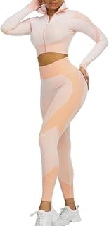 Workout Sets for Women Active wear Gym Outfits Set Crop Top High Waist Tummy Control Leggings Set