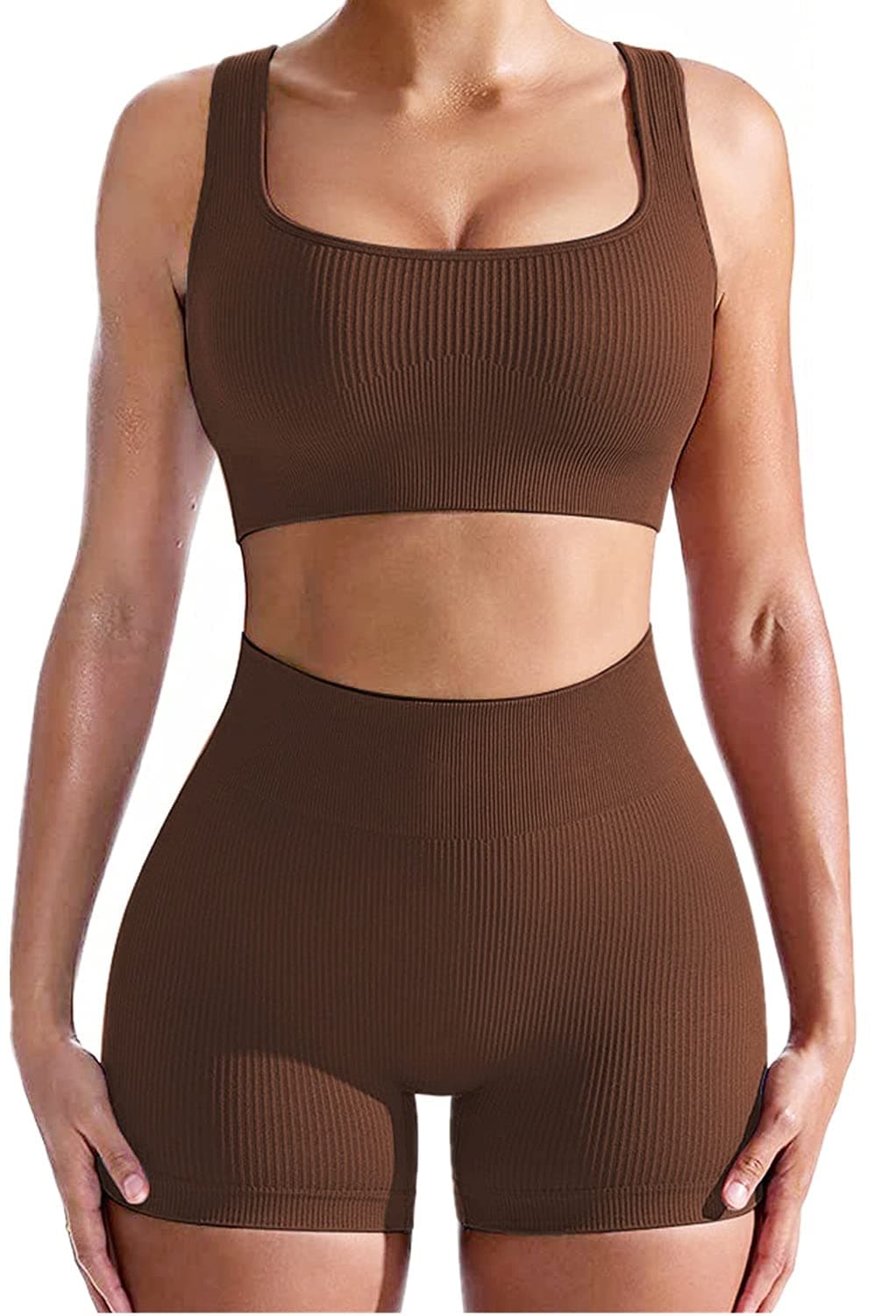 Niyokki Women's Seamless Crop Tops & Leggings Workout Set