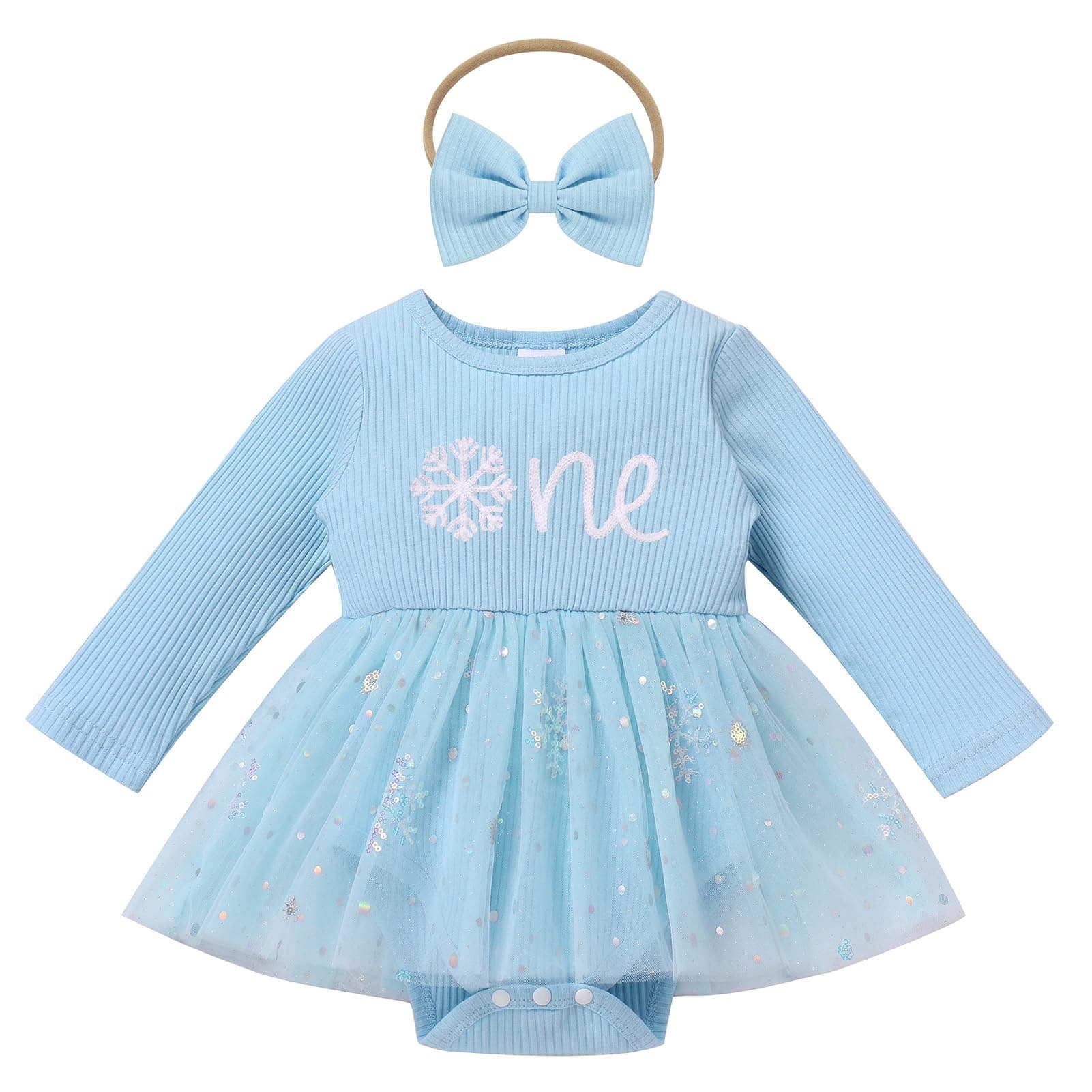 Baby Girl 1st Birthday Outfit for Fall/Winter - Sparkle Dress and Headband