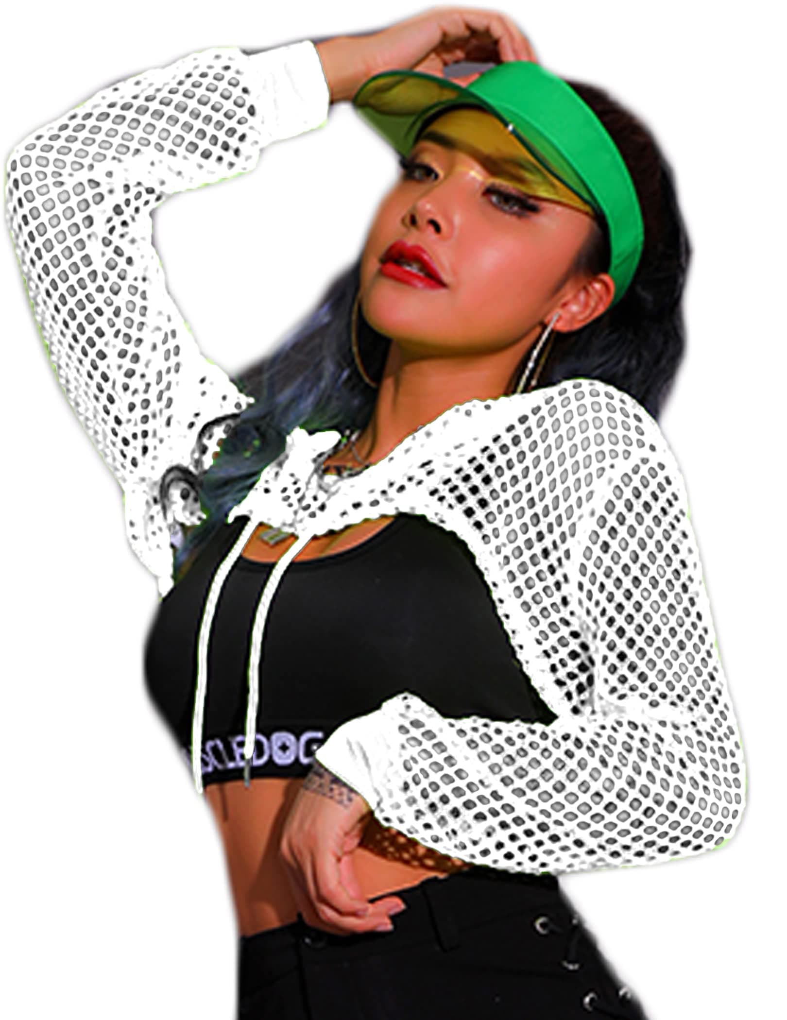 Avidlove Mesh Crop Hoodie for Women Festivals Club Party