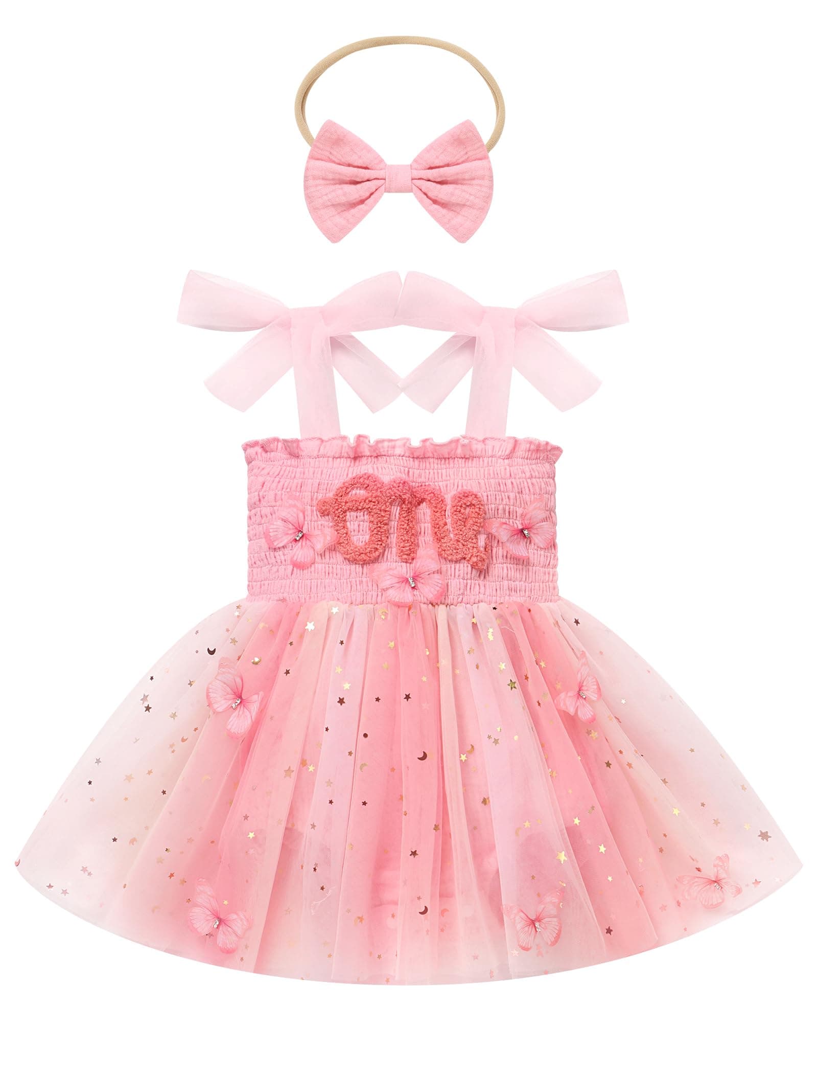 IMEKIS Baby Girl Strawberry OneBirthday Outfit Tulle Romper Headband