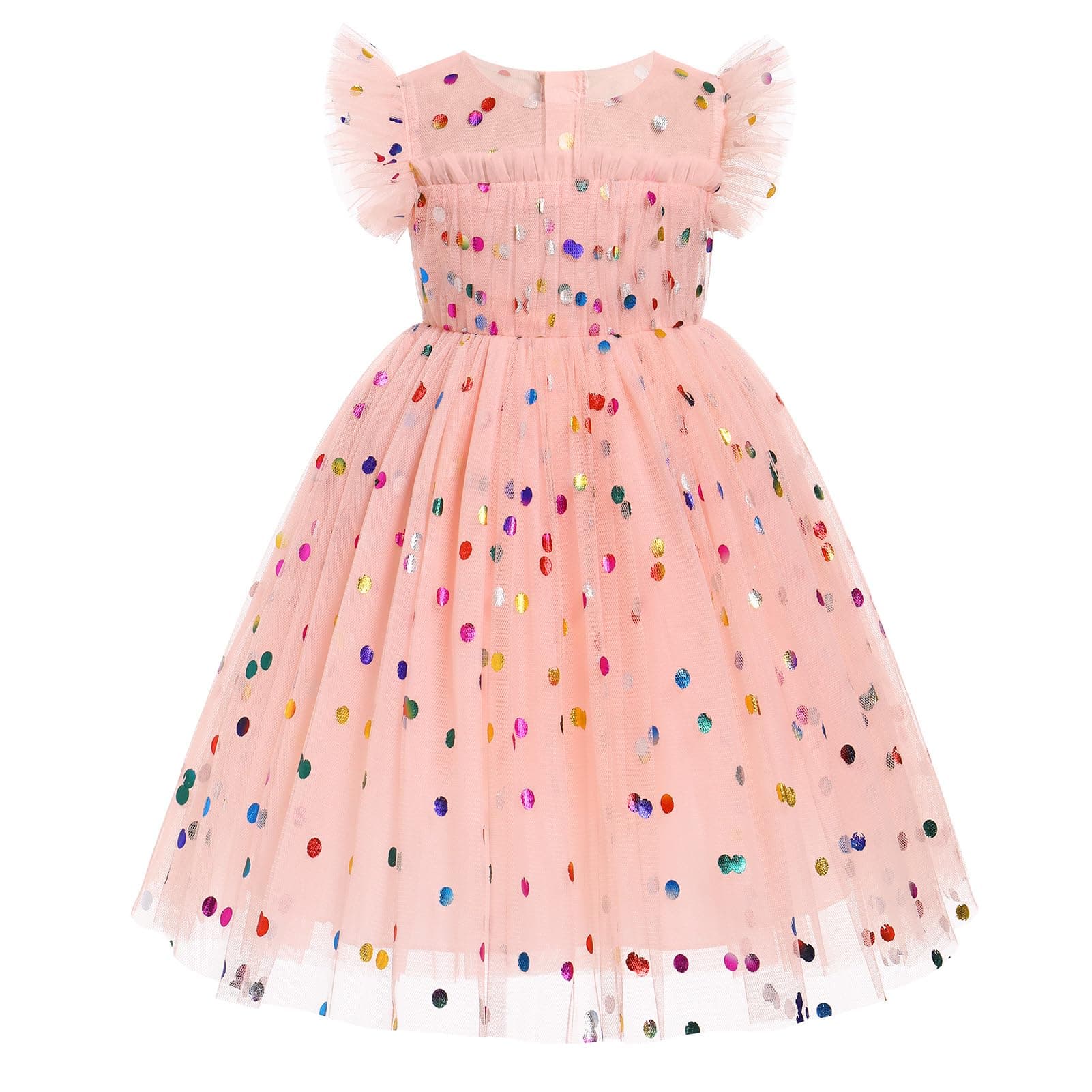 IMEKIS Toddler Girl Sparkle Confetti Birthday Princess Dress