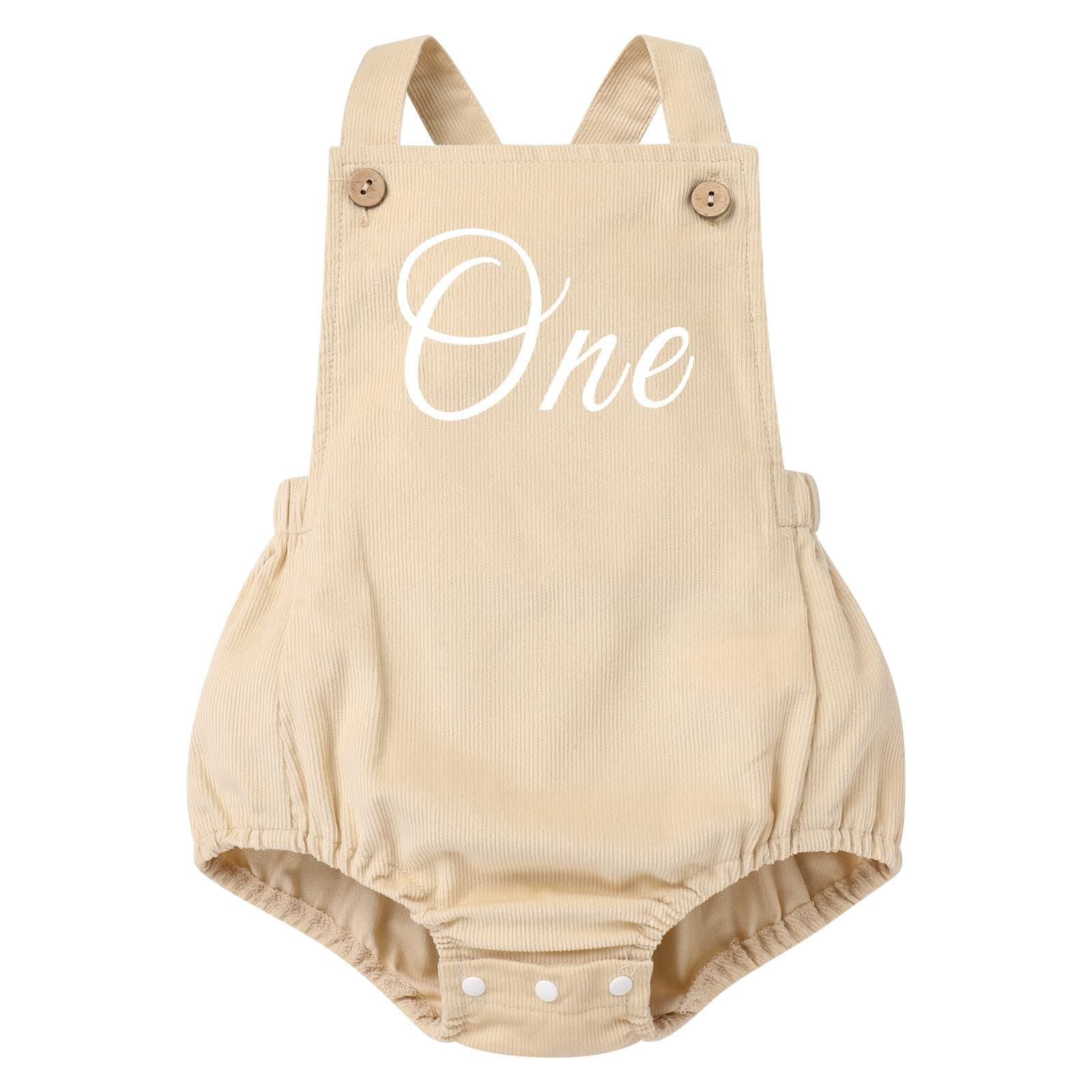 IMEKIS Boho Backless Overalls Romper for Baby 1st Birthday Cake Smash Photo