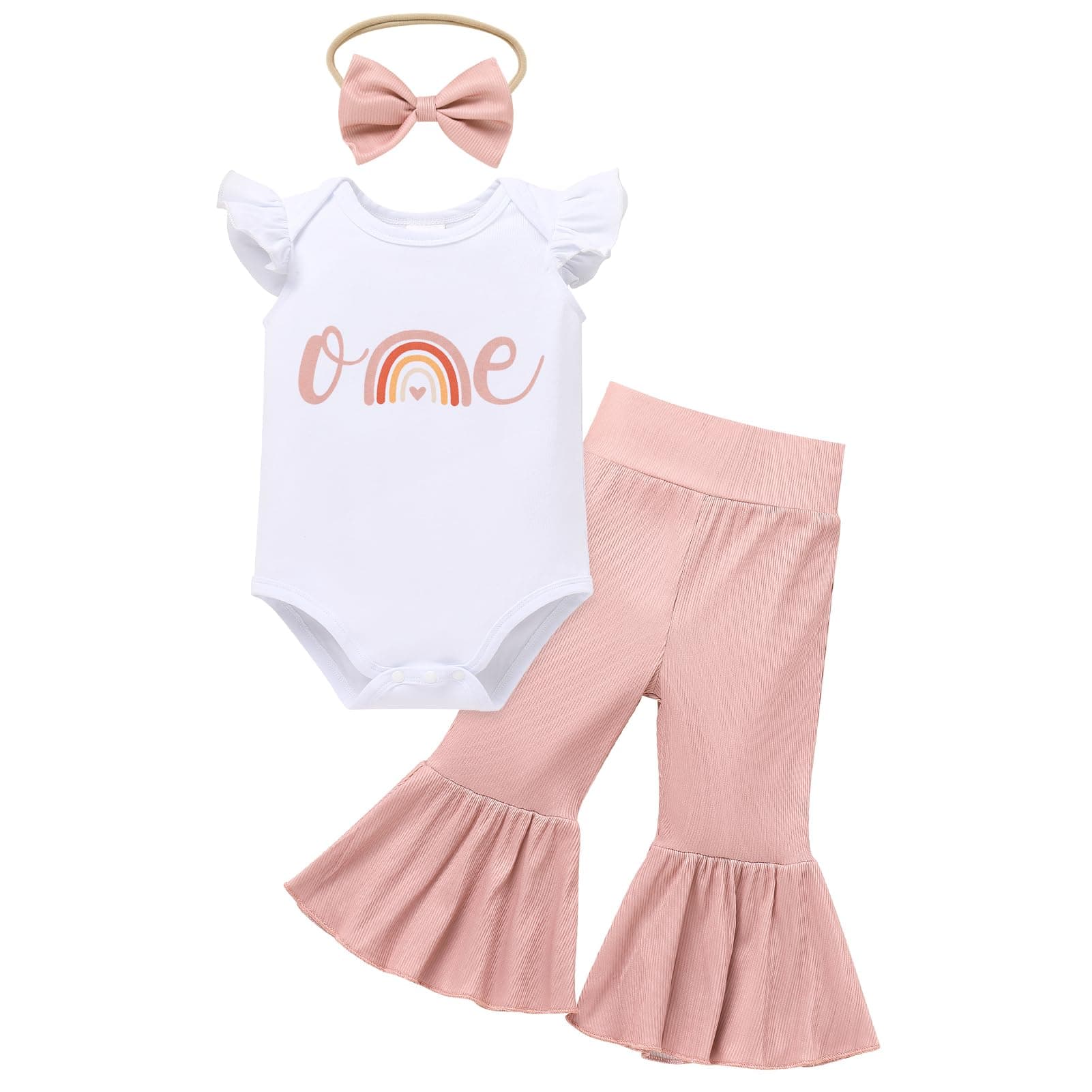 IMEKIS Baby Girl 1st Birthday Strawberry Peach Romper & Outfit