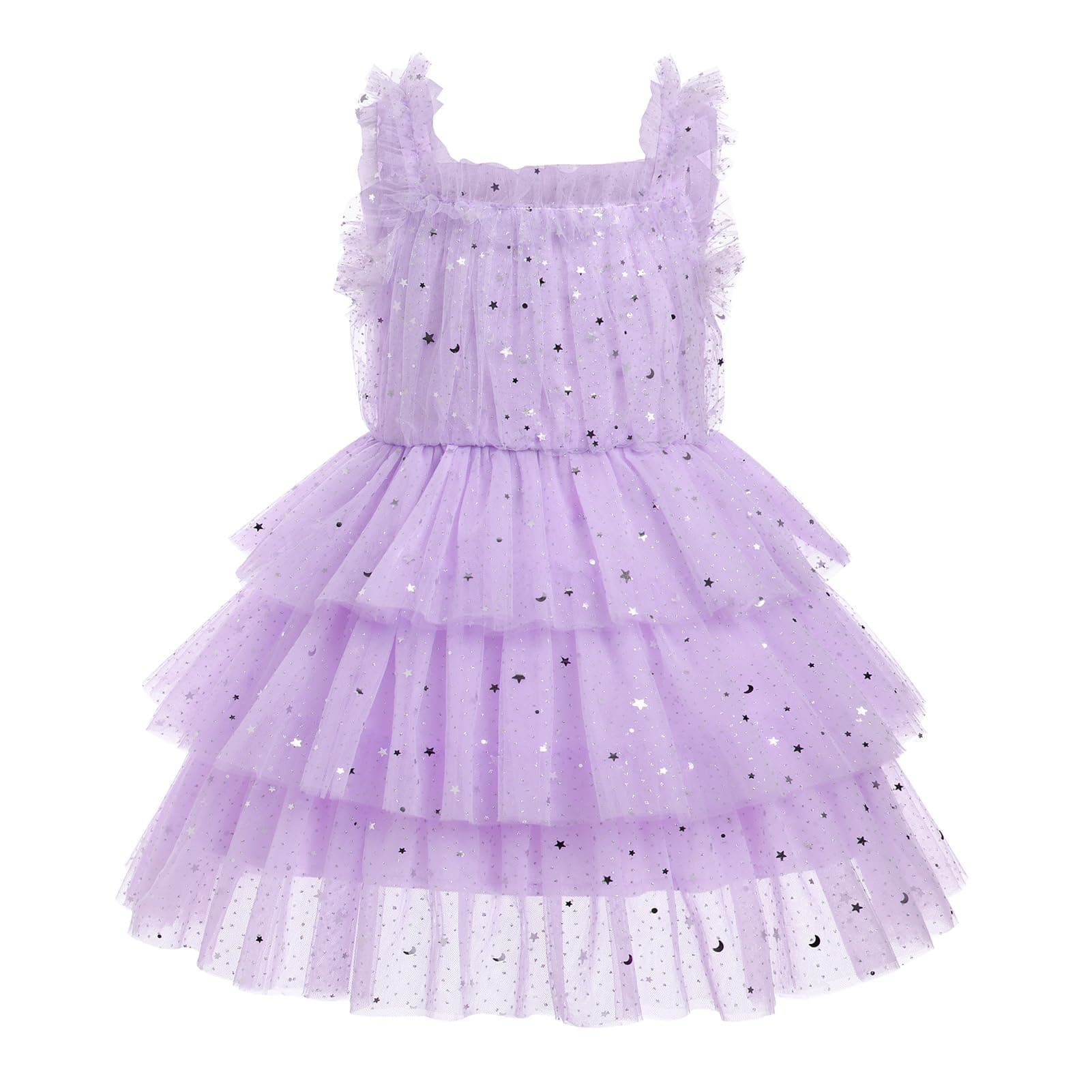 IMEKIS Toddler Girls Shiny Sequin Stars Birthday Tutu Dress 1-6T