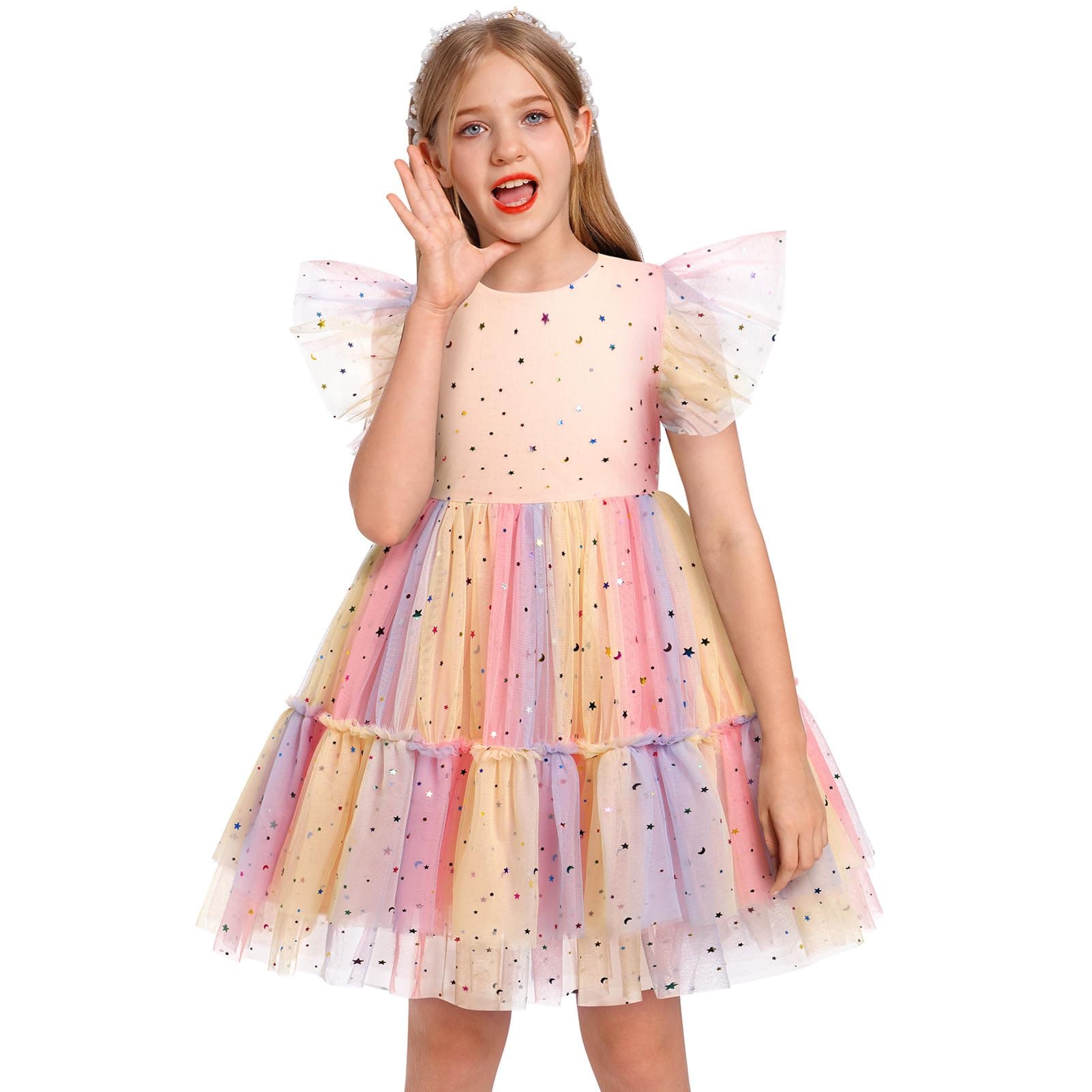 Confetti Stars Birthday Princess Dress for Toddler Girls