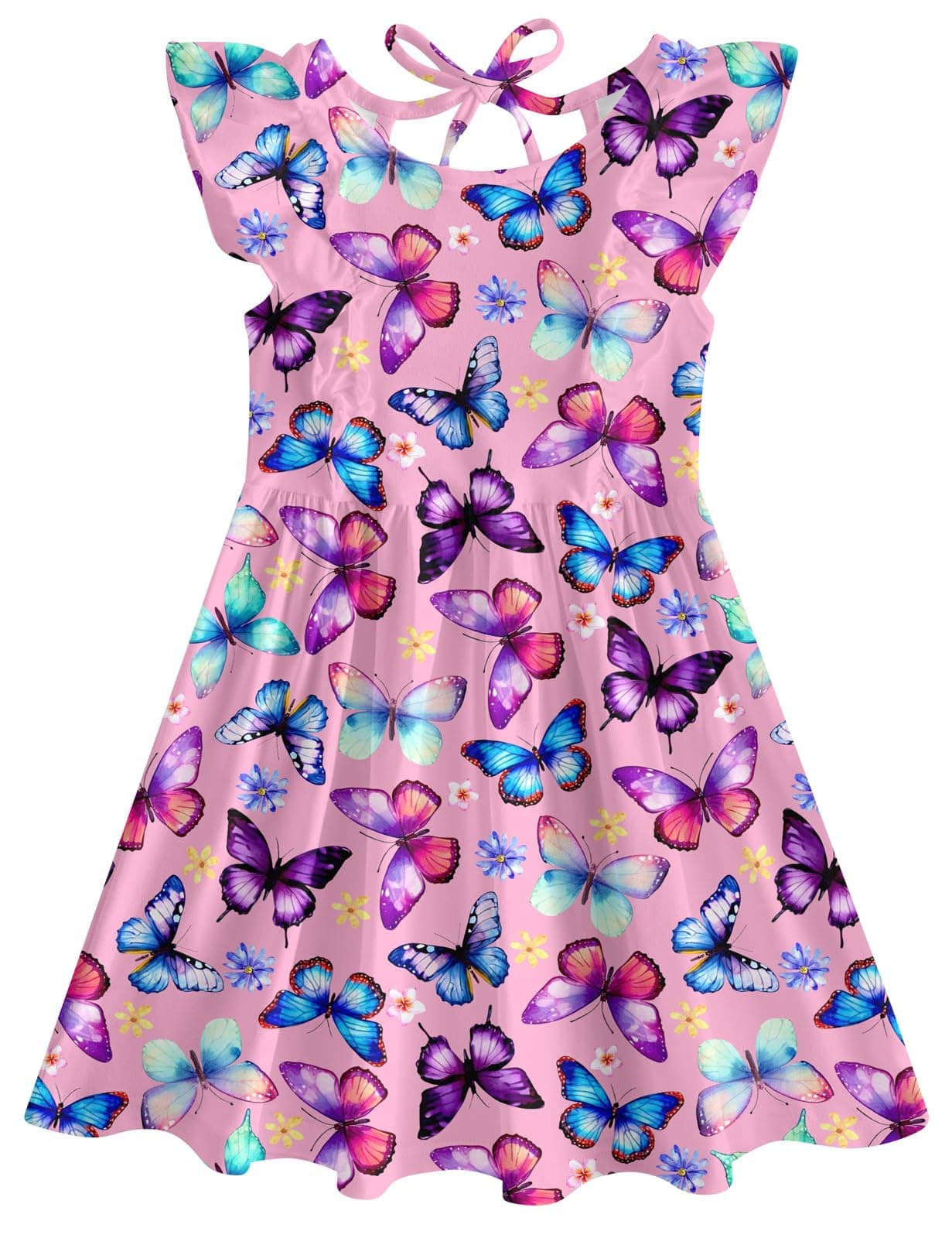 RAISEVERN Summer Ruffle Sleeve Dress for Toddler Girls 2-6T