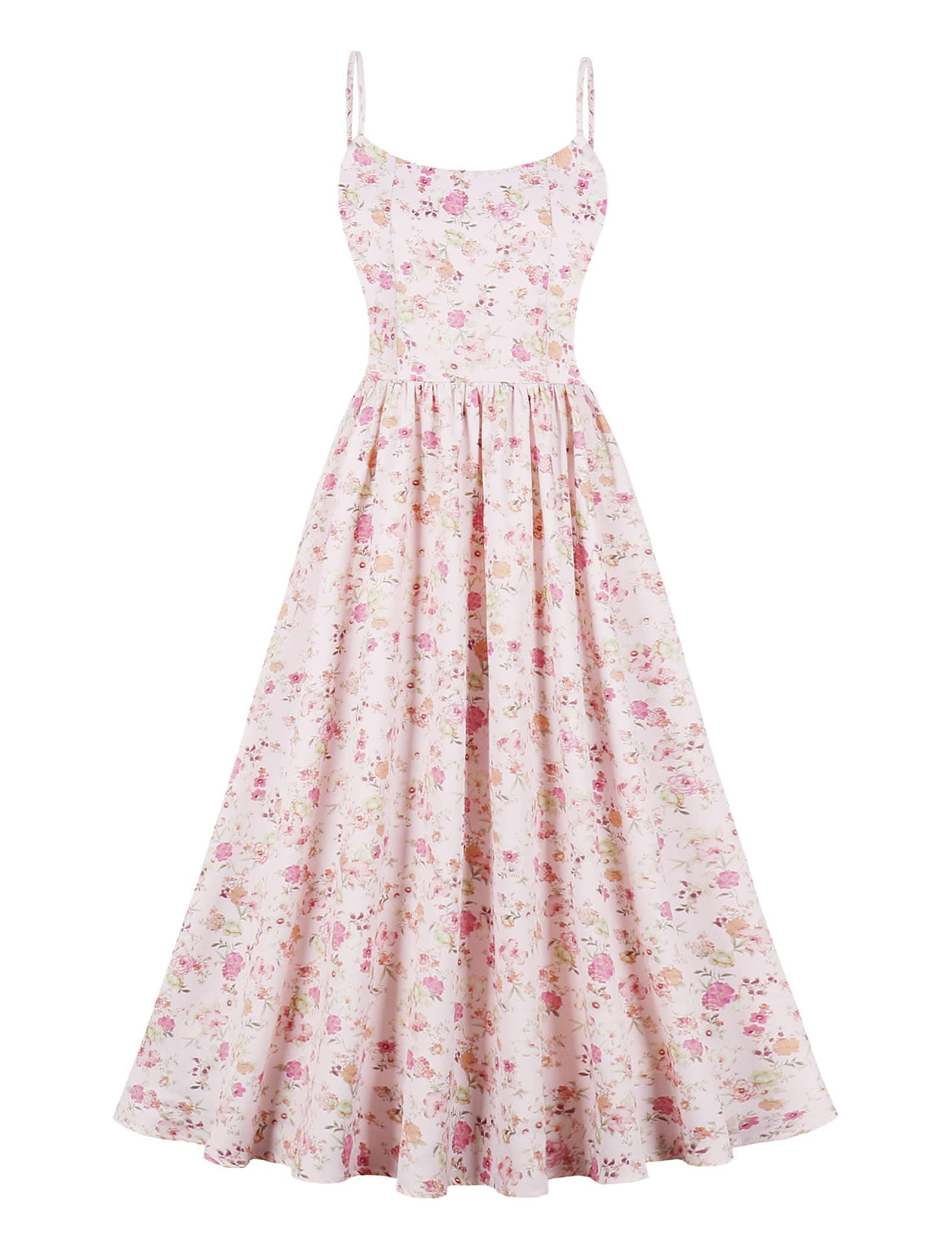 IMEKIS Women's Summer Corset Dress with Spaghetti Straps and Floral Print