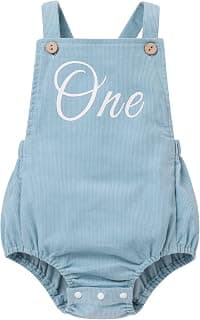 Baby Girls Boys Boho 1st Birthday Outfit Backless Overalls Romper for Cake Smash Photo Shoot