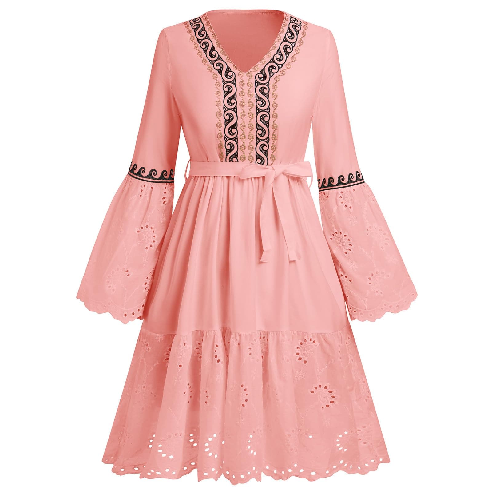 Bohemian Floral Print Mexican Dress for Women