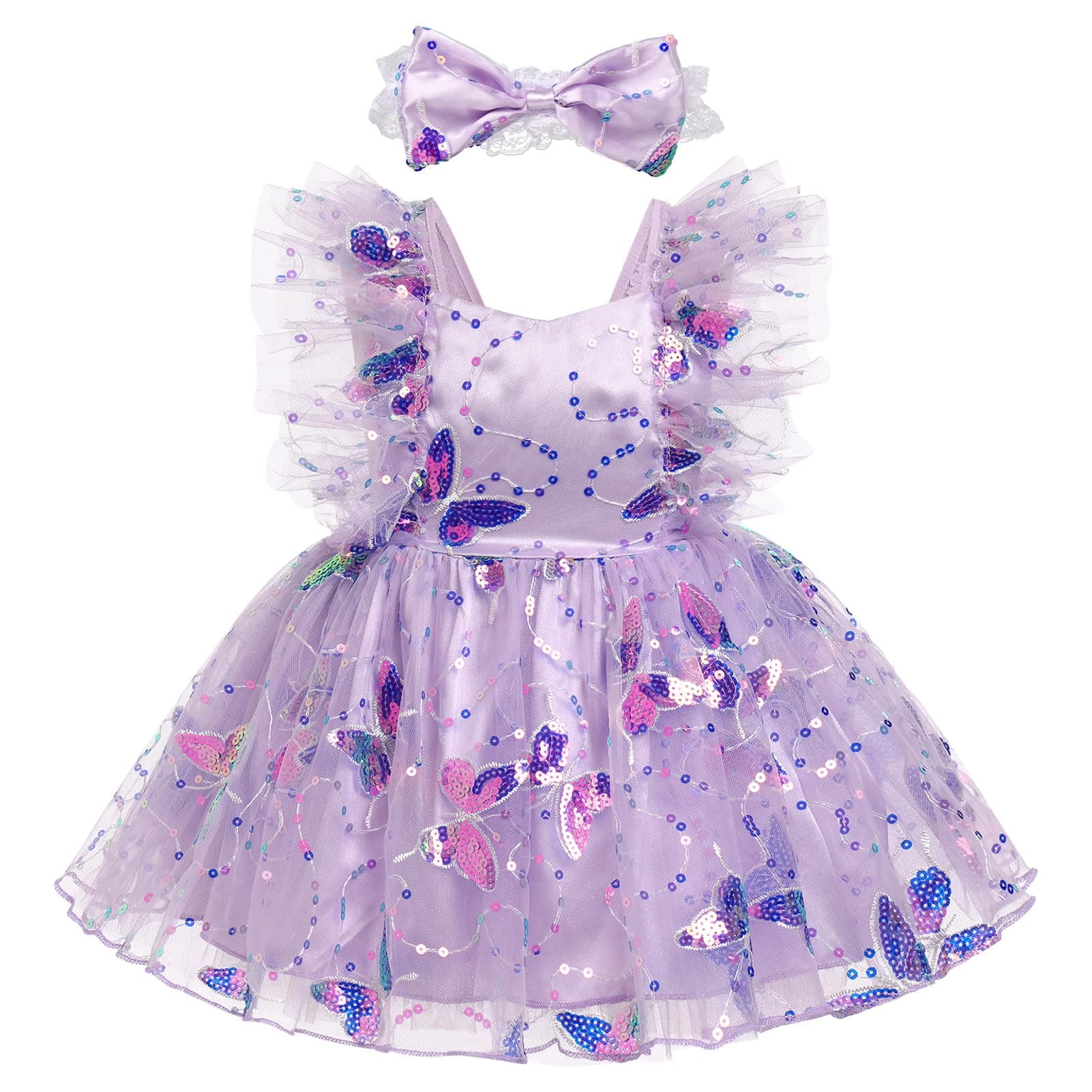 Butterfly Birthday Outfit for Toddler Girl with Headband